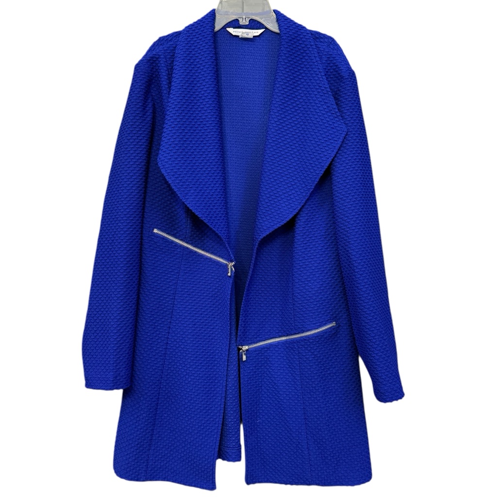Peter Nygard Royal Blue Textured Open Front Coat With Zip Pockets
